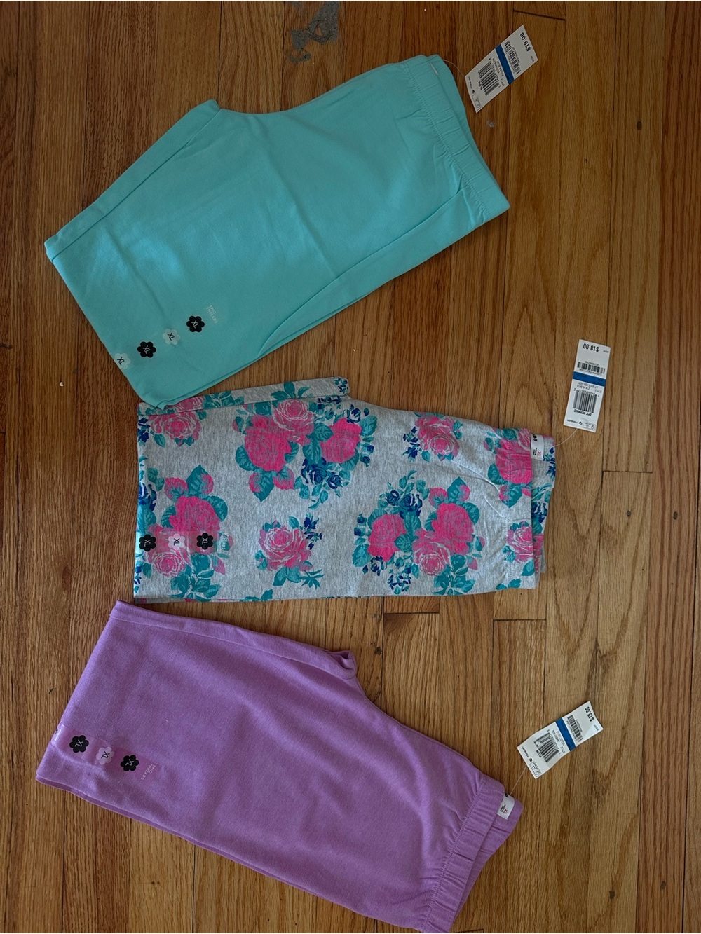 Epic Threads Girls Floral & Solid Leggings Set - Aqua, Gray Floral, Purple